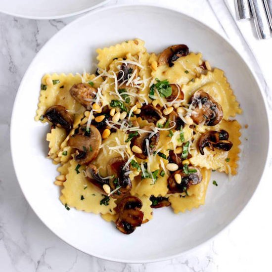 Ravioli with Sautéed Mushrooms