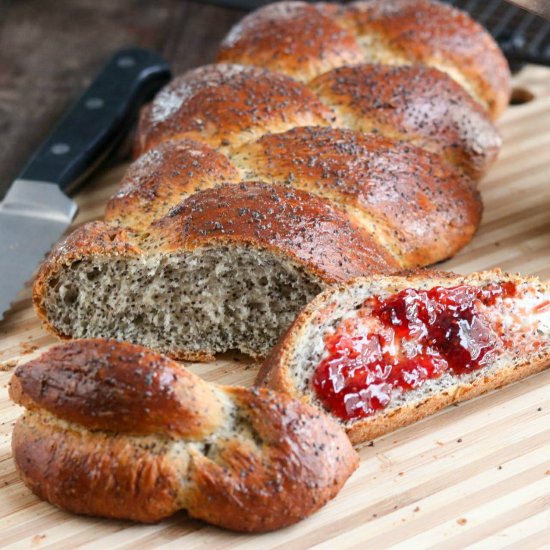 Crusty Braided Poppy Seed Loaf