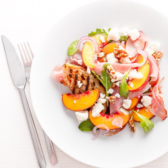 Pickled Peach Salad with Ham