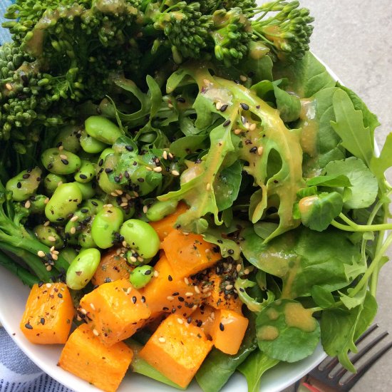 Broccolini Squash Edamame Salad