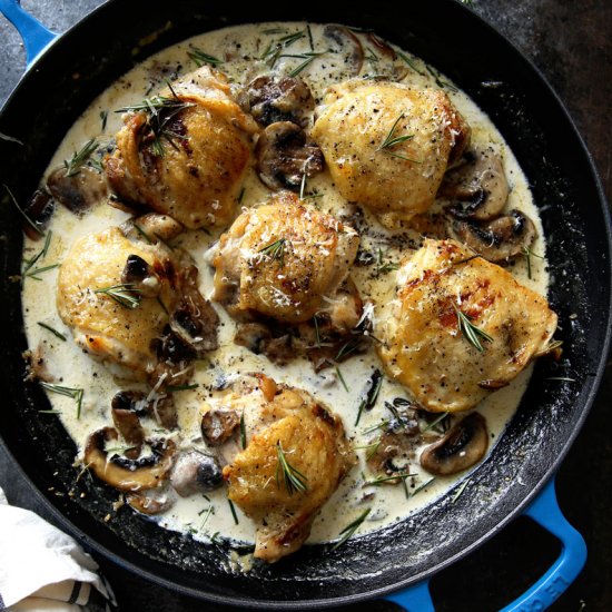 Chicken Thighs with Mushroom Cream