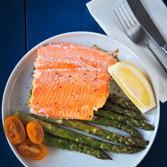 ROAST ASPARAGUS WITH TROUT