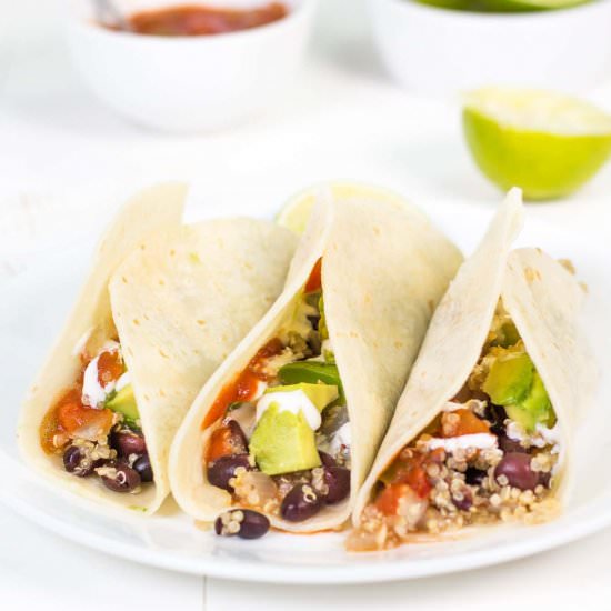 Quinoa Black Bean Tacos with Lime