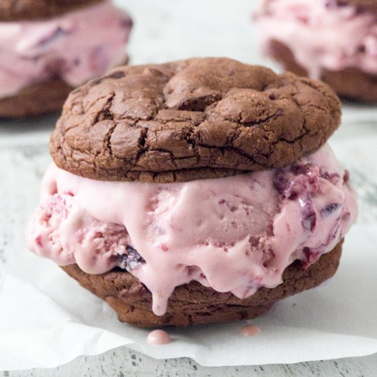 Chocolate Cherry Ice Cream Sandwich