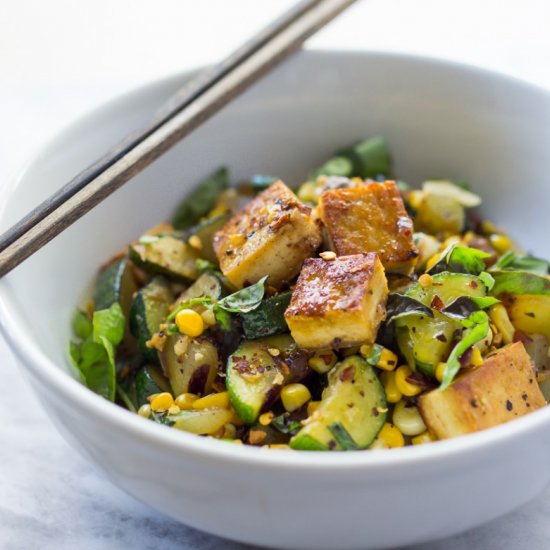 Zucchini, Corn, and Basil Bowl