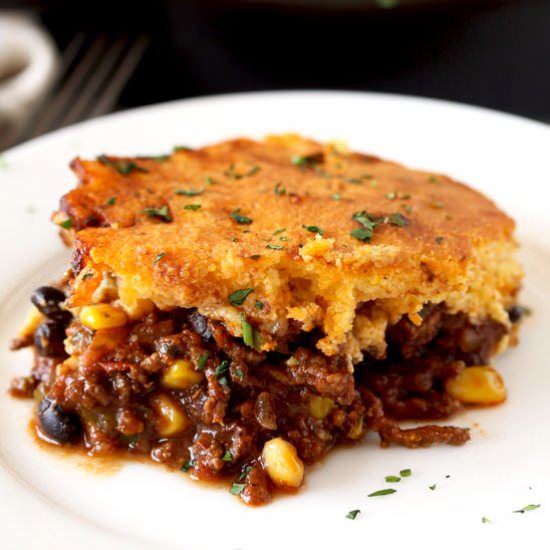 Browned Butter Cornbread Tamale Pie