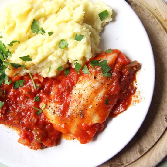 Skillet Fish Fillet in Tomato Sauce