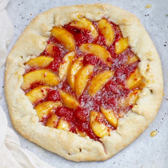 Rustic Peach and Raspberry Crostata