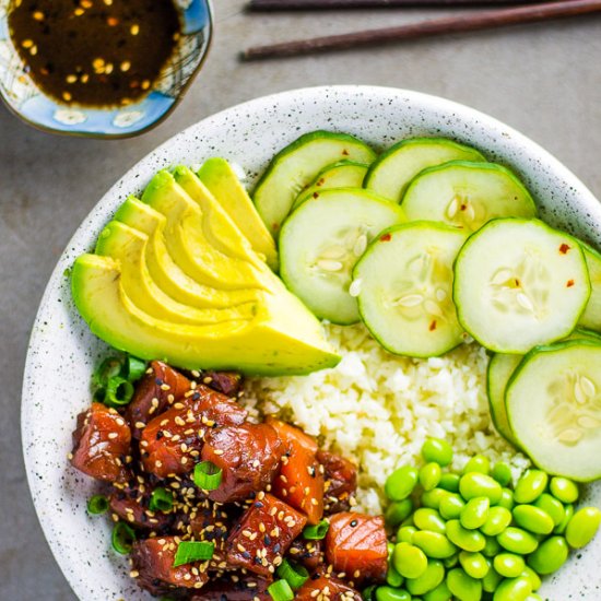 Cauliflower Rice Salmon Poke Bowl