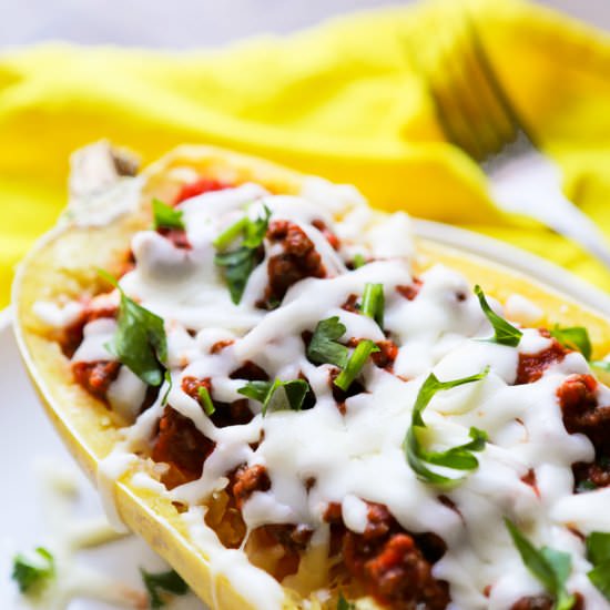 Spaghetti Squash Beef and Cheese