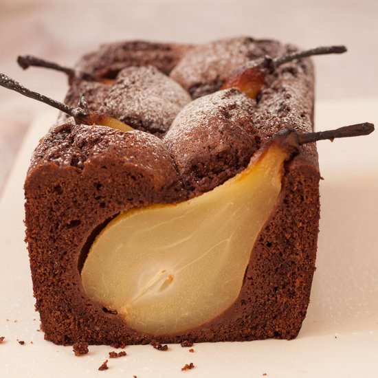 Sunken Pear and Chocolate Cake