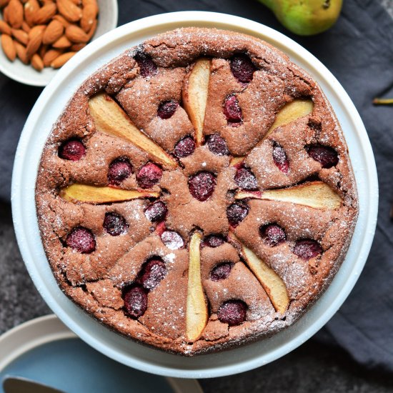 Pear, Chocolate, and Almond Cake