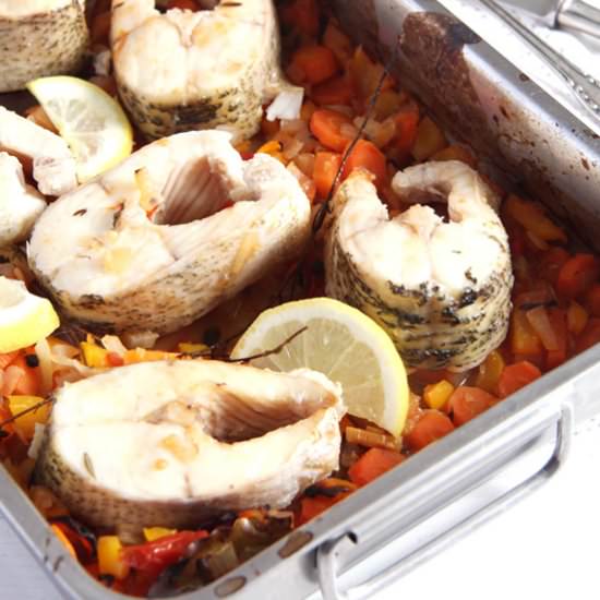 Oven-Baked Pike with Vegetables