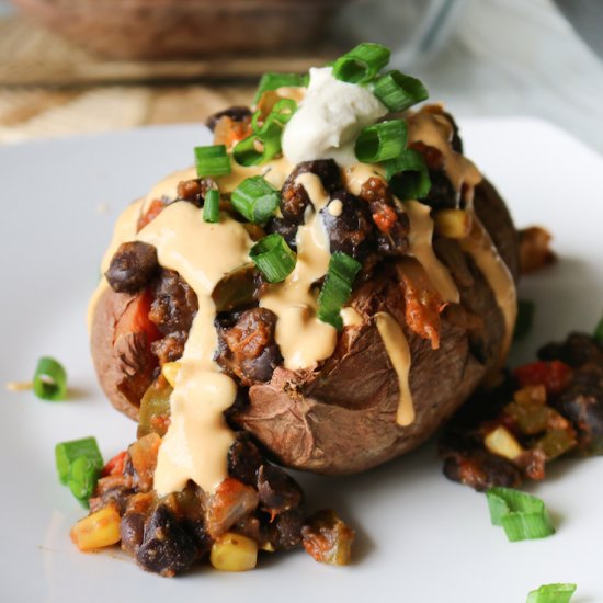 Vegan Chili Stuffed Sweet Potatoes