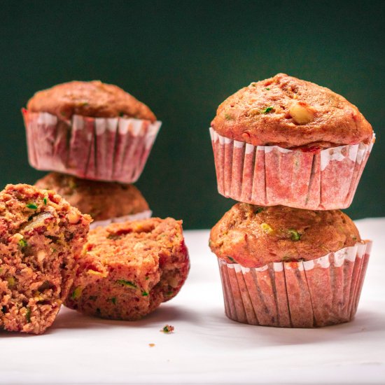 Zucchini-Banana Flaxseed Muffins