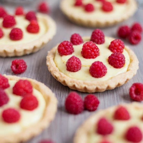 Raspberry custard tarts