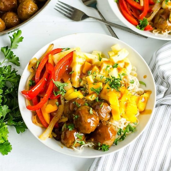 Hawaiian Turkey Meatball Bowl