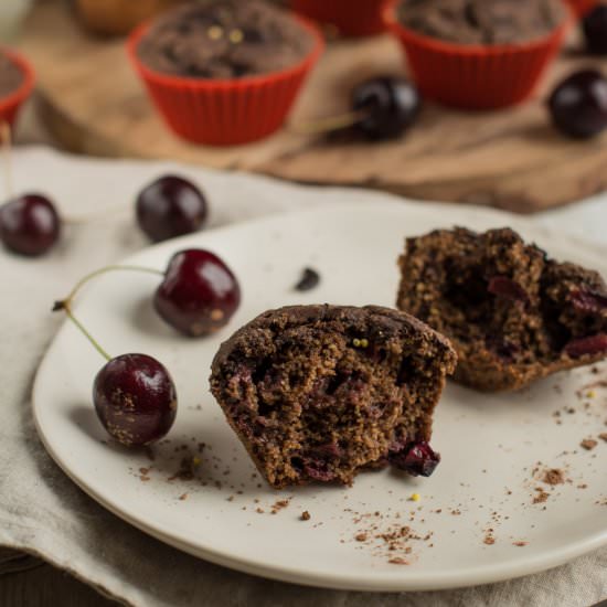 Vegan Chocolate Cherry Muffins