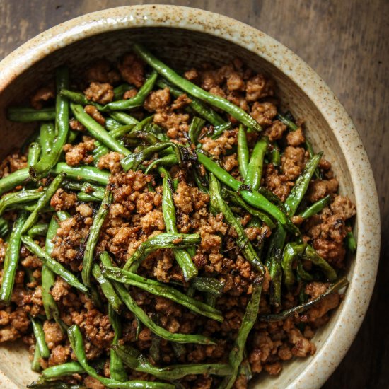 Dry-Fried Beans with Minced Pork