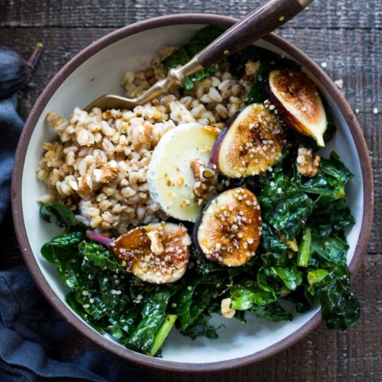 Farro Bowl with Fig & Kale