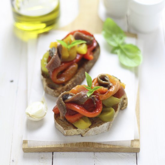 Roasted Peppers on Toast