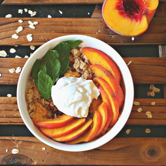 Easy Peach Oatmeal with Coconut Cream