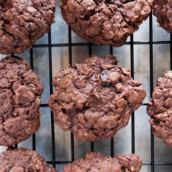 Chocolate Cherry Oatmeal Cookies