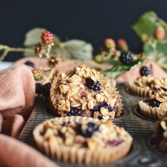 Blackberry Walnut Oat Muffins