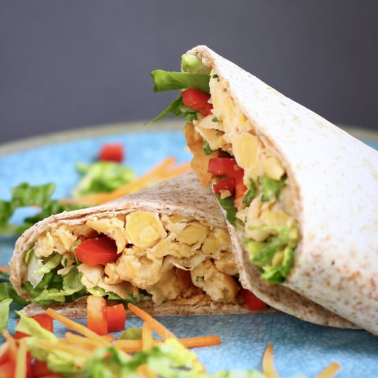 Vegan Chickpea Caesar Salad Wraps