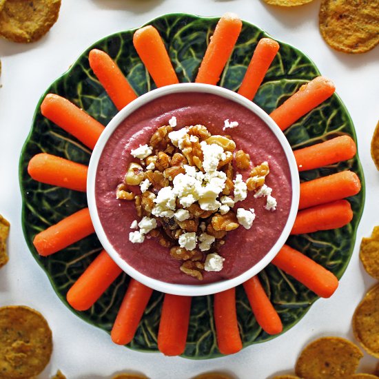 Beet Hummus with Feta & Walnuts