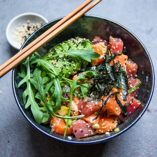 Salmon and Tuna Poke Bowl