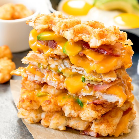 Tater Tot Waffle Grilled Cheese