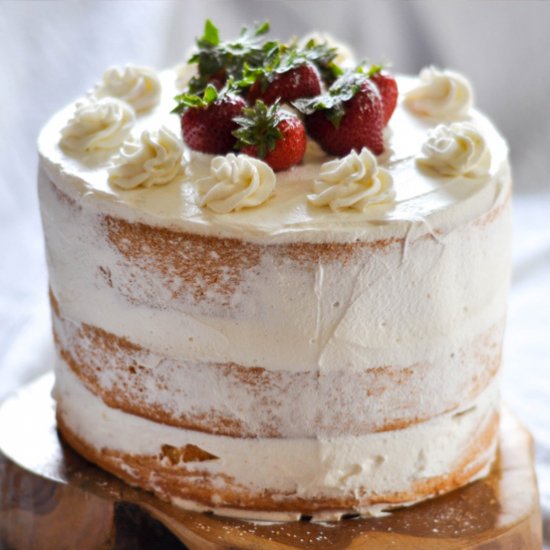 Strawberries and Cream Chiffon Cake