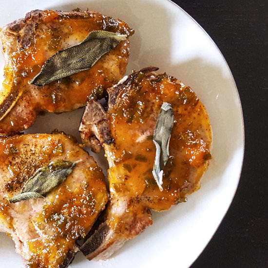 Pork Chops in Jalapeno Peach Glaze