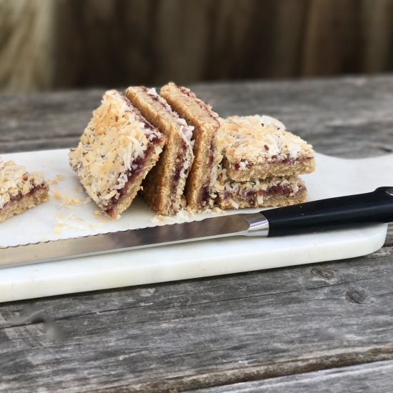 Raspberry Oatmeal Coconut Bars