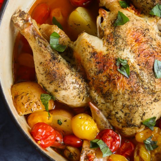 Organic Baked Lemon Chicken in Pot