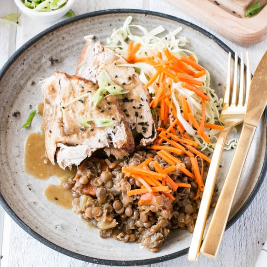 Slow Cooker Miso Soy Turkey Lentils