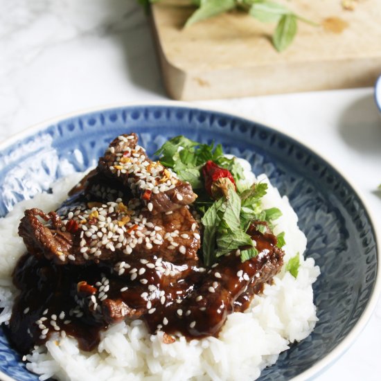 Sticky Sesame and Miso Beef