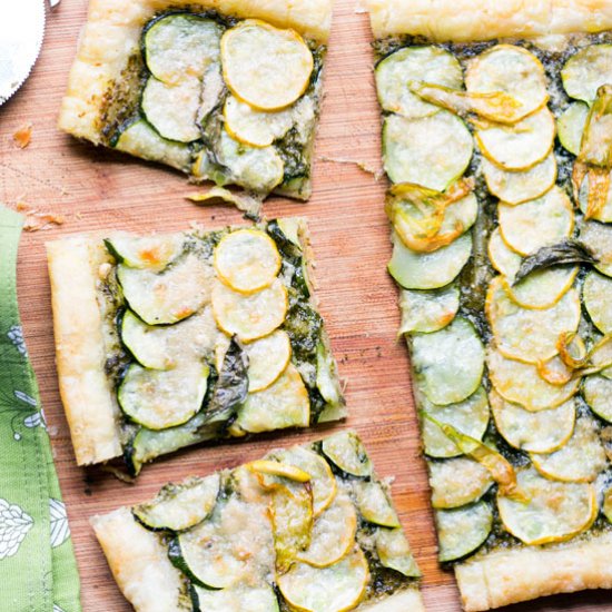 Zucchini Pesto Puff Pastry Tart