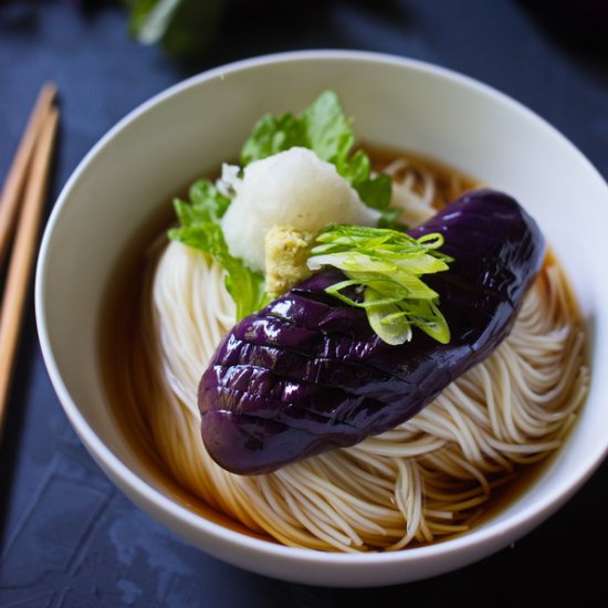 Chilled Somen Noodle with Sesame Eggplant