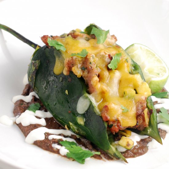 Sausage-Zucchini Stuffed Poblanos