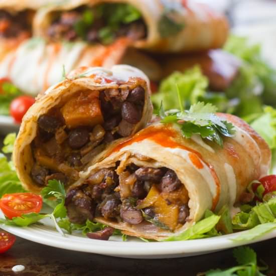 Butternut & Black Bean Chimichangas