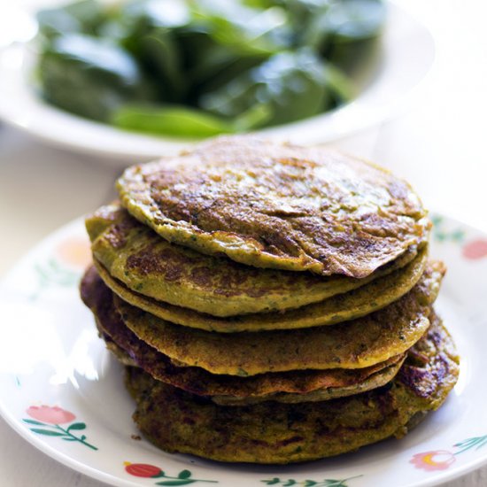 Sweet potato and spinach pancakes