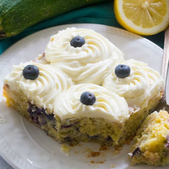 Blueberry Zucchini Poke Cake