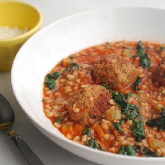 Veg-Barley Soup & Turkey Meatballs