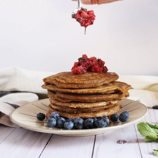 Buckwheat Pancakes Mint Berry Salsa