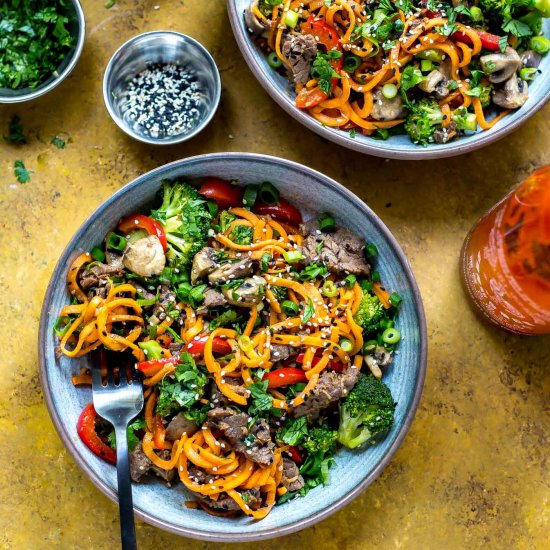 Ginger Beef Sweet Potato Noodles