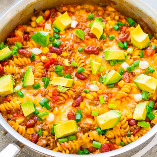 One Skillet Beef Taco Pasta