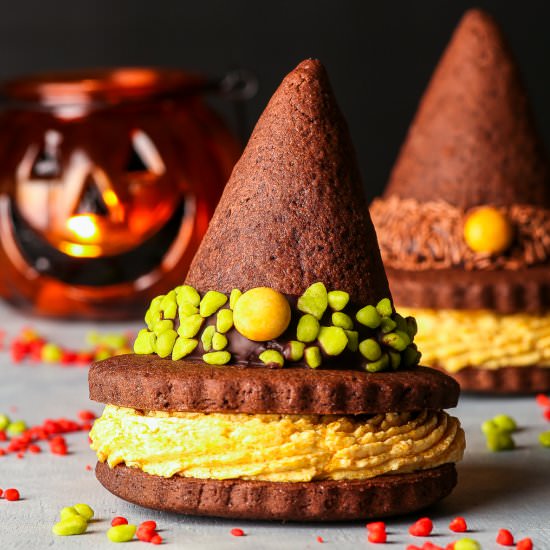 Witch Hat Cookie Sandwiches