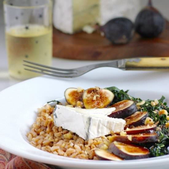 Farro Salad with Kale and Figs